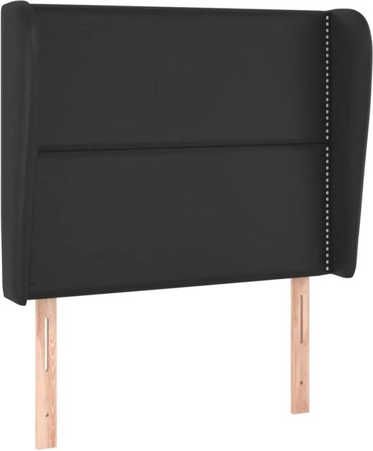 vidaXL Kopfteil mit Ohren in Schwarz aus Kunstleder B/T/H: 93 x 23 x 118/128 cm - Bild 1