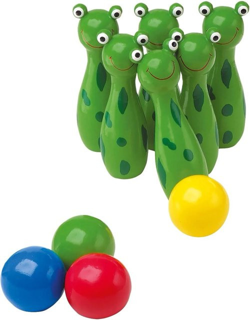 small foot Kegelspiel Frosch, Holz, Tiere, Grün, Bunt / Mehrfarbig - Bild 1