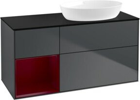 V&B Waschtischunterschrank Finion mit Wandbeleuchtung, Breite: 120 cm, Farbe: Lackiert, Dunkelblau - Bild 1