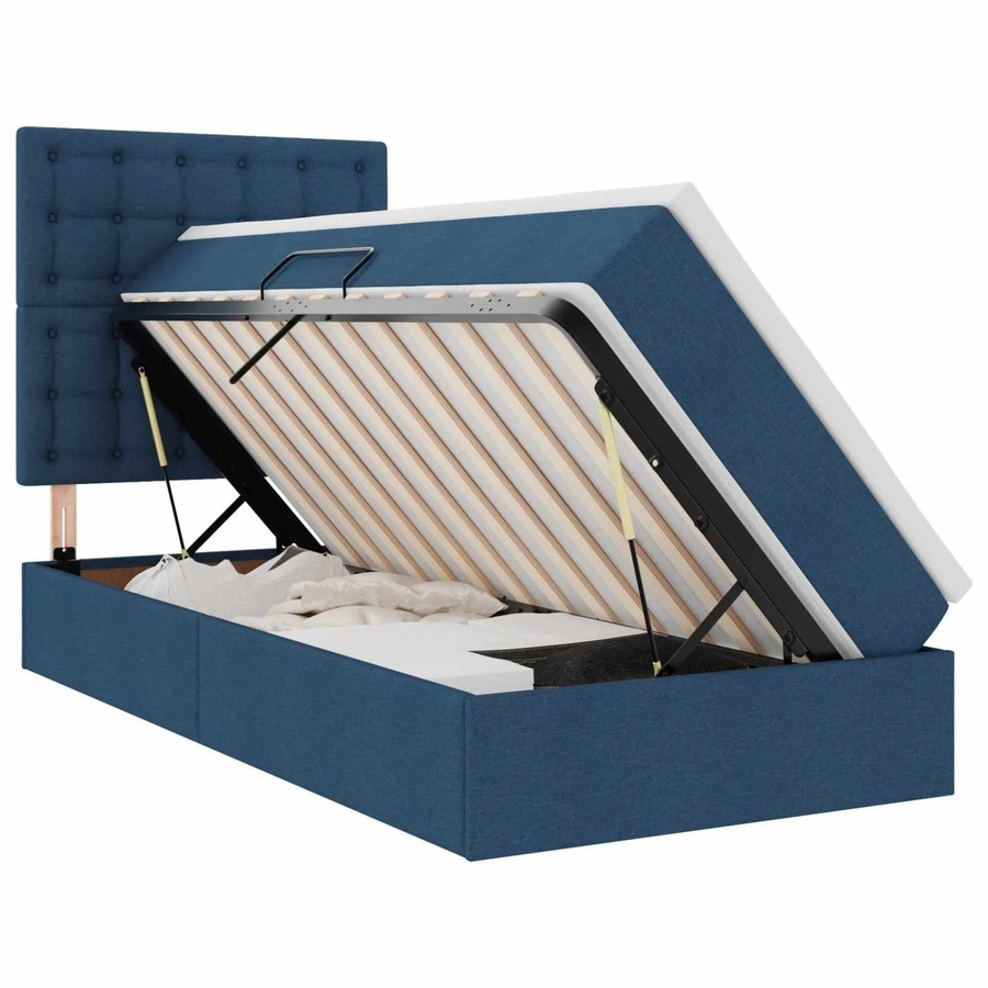 vidaXL Aufbewahrungsbett mit Matratze in Blau und Schwarz, B/T/H: 204 x 100 x 140 cm - Bild 2