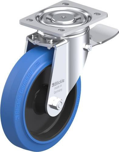 Blickle Lenkrolle LH-POEV 200R-ST-SB mit Feststeller in Schwarz-Blau, Rad-Durchmesser: 20 cm, Tragfähigkeit: 500 kg - Bild 1