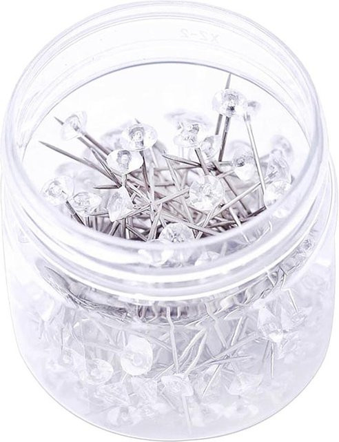 150 Stück Strass-Diamantkopf-Nähnadeln von DIY Mall in Weiß und Transparent aus Metall für die Schmuckherstellung - Bild 1
