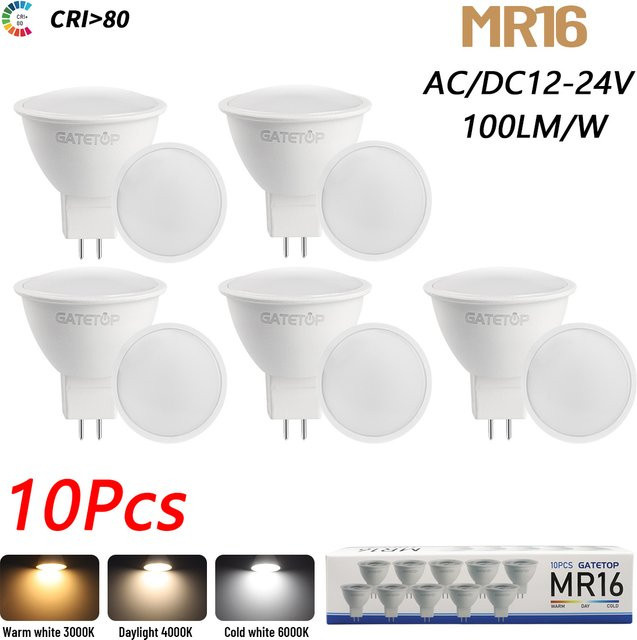 10er Pack MR16 LED-Strahler GU5.3 mit 5 W und CCT Farbtemperaturwahl, Weiß - Bild 1