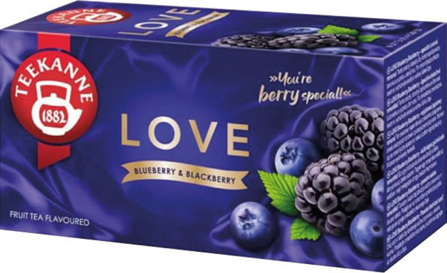 Teekanne Früchtegarten LOVE Blueberry & Blackberry, Früchtetee, Teebeutel, 45g - Bild 1