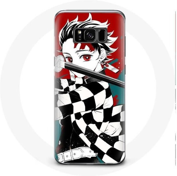 Samsung Galaxy S8 Plus Handyhülle Tanjiro Demon Slayer Kimetsu no Yaiba Anime in Schwarz und Multicolour - Bild 1