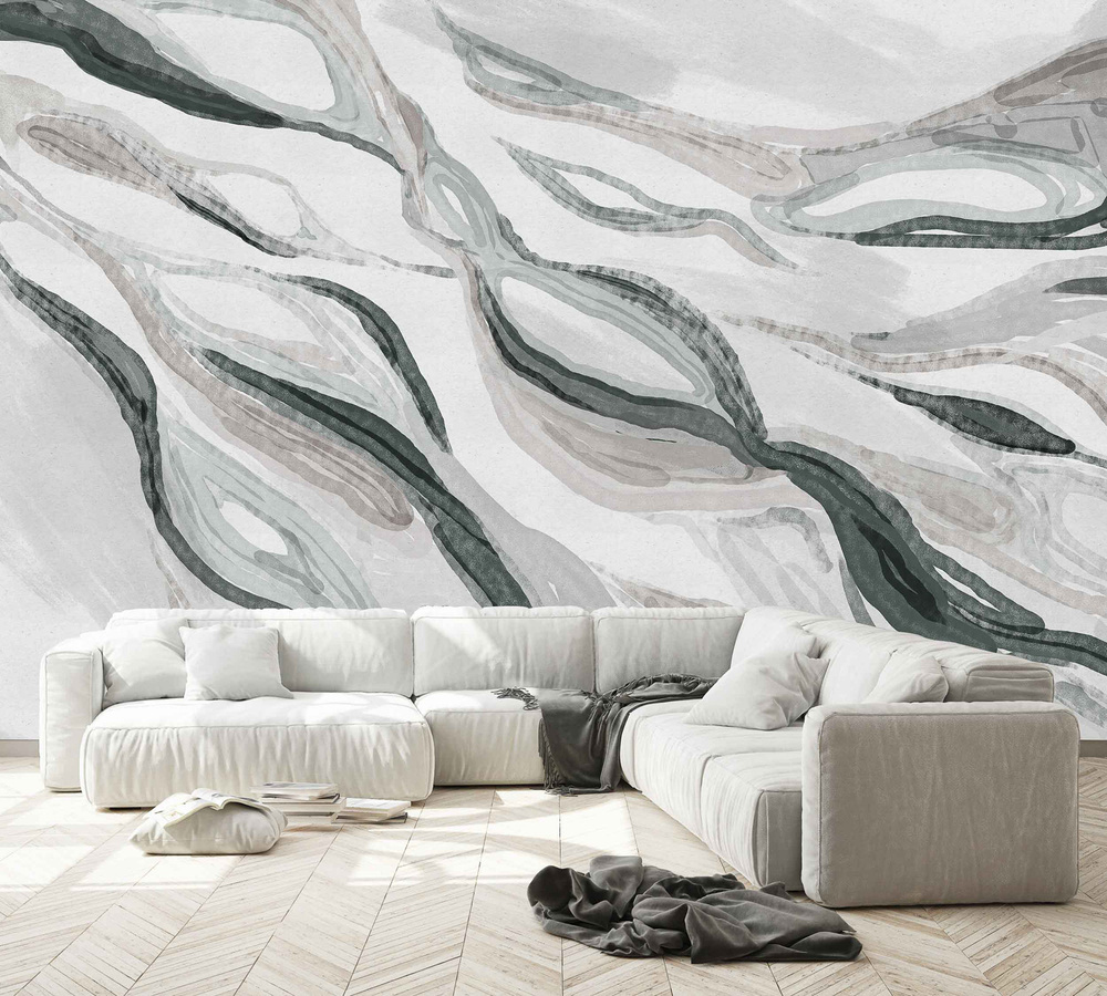 Coordonne Mural Hygge Vlies Tapete mit Streifenmuster in Beige und Grau - Bild 1