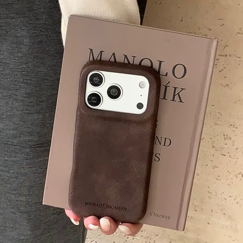 Stoßfeste Wildleder-Handyhülle im Retro-Design für Apple iPhone 17 Pro Max, 16, 15, 14, 13 Pro Max in Rot und Braun - Bild 4