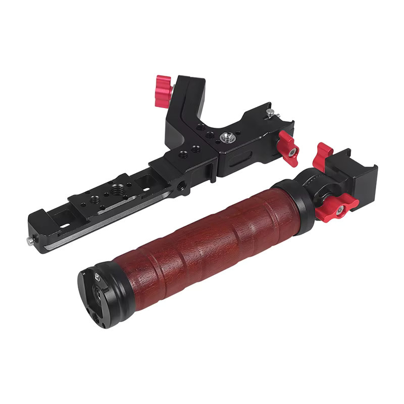 Gimbal Side Sling Handgriff mit Holzgriff für DJI Ronin RS3 PRO RS2 RSC2, faltbar und verstellbar, Schwarz - Bild 2