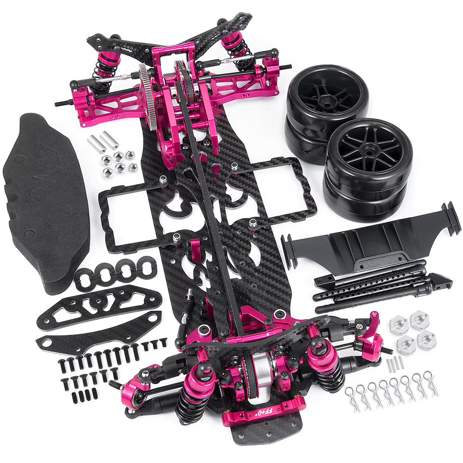 YEAHRUN RC-Car-Chassisrahmen aus Legierung und Carbon, mit 4 Rädern - Bild 4