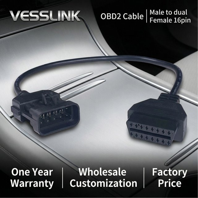 OBDIIVCI Verlängerungskabel von Opel 10-Pin auf 16-Pin OBD2 für Auto-Diagnosegeräte, Schwarz - Bild 1