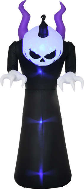 HOMCOM Aufblasbares Halloween-Gespenst mit Kürbiskopf und LED-Licht, blau und schwarz, Höhe: 210 cm - Bild 1