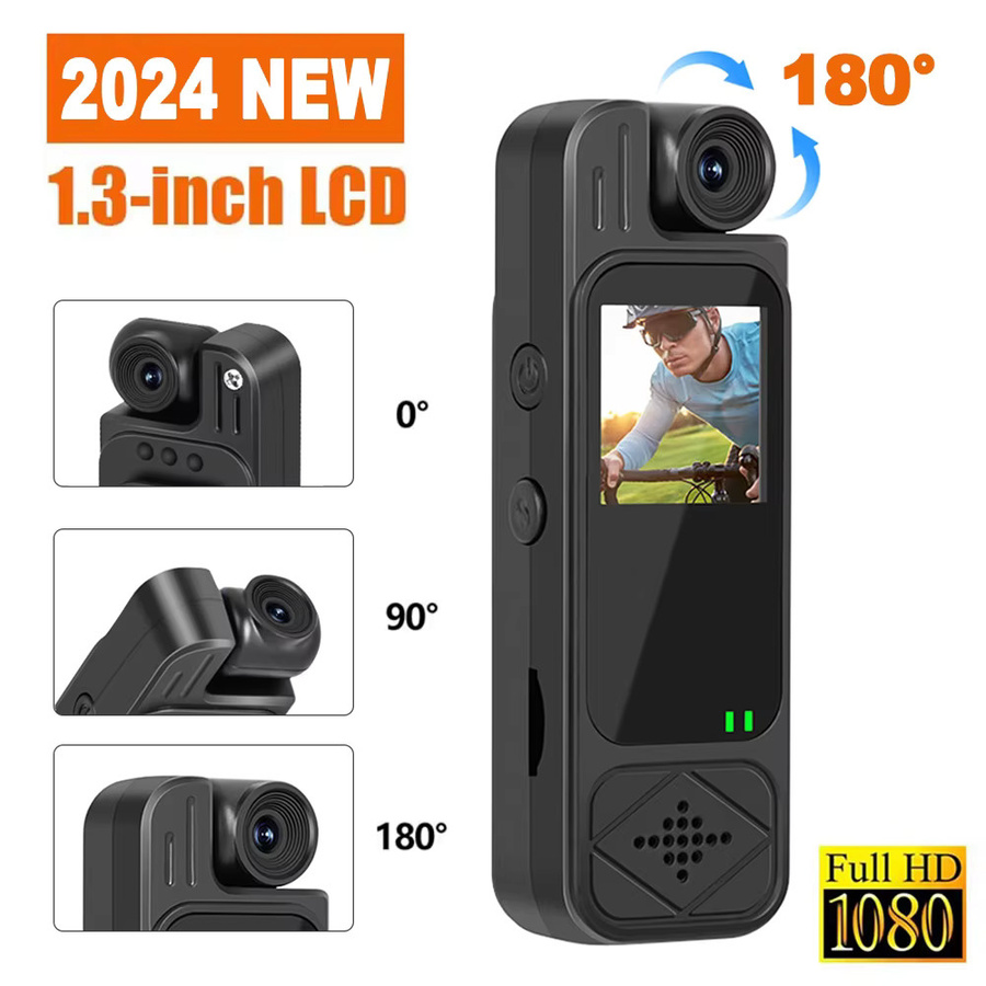 Occkic Mini Action Kamera 1080P HD BodyCam mit 1,3 Zoll Display, IR Nachtsicht und Unterstützung für bis zu 128GB Speicher, Schwarz - Bild 3