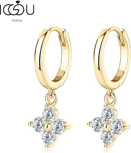 Iogou Creolen 925 Silber, Moissanite, Kleeblatt, Damen - Bild 1