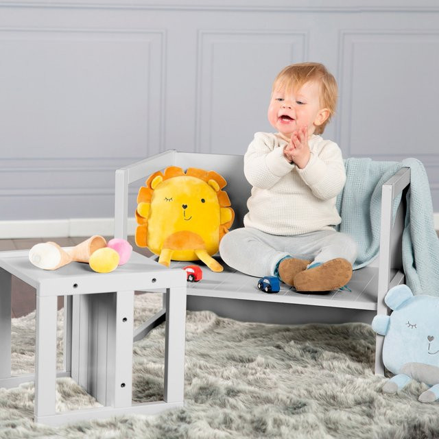 Roba Sitzhocker Cube für das Kinderzimmer aus Holz in Grau im Landhausstil B/T/H: 30 x 30 x 29 cm - Bild 1
