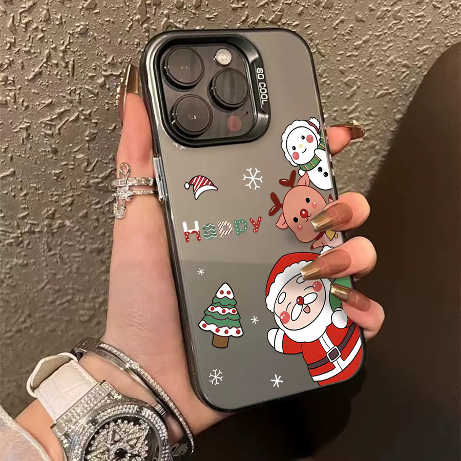 Stoßfeste Handyhülle mit Weihnachtsdesign Hirsch und Weihnachtsmann für Apple iPhone 17 16 15 14 13 12 11 Pro Max Plus Air XS und Modelle 7 8 - Bild 2