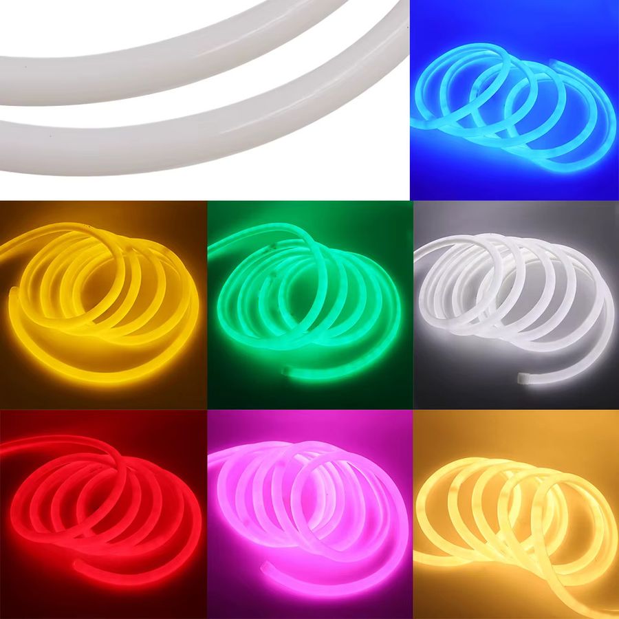 HAGAHA Rundes Neon-LED-Lichtband mit 360-Grad-Röhre und 120 LEDs/m, flexibles wasserdichtes LED-Seil für deine Heimdekoration in Rot, Grün, Blau oder Warmweiß - Bild 5
