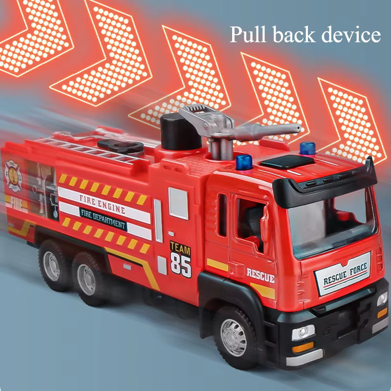 CONUSEA Feuerwehrauto Spielzeug aus Metall mit Wasser-Spray-Funktion, Licht und Sound in Rot - Bild 4