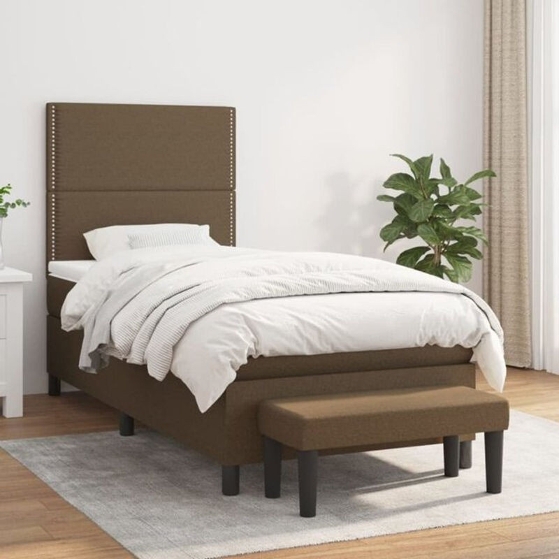 vidaxl Boxspringbett mit Matratze in Braun aus Stoff, B/T/H: 200 x 100 x 118 cm - Bild 1