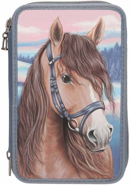 Depesche 3-Fach Federtasche Miss Melody mit 3D-Effekt in Rauchblau und Multicolour, B/T/H: 20 x 13 x 7,5 cm - Bild 1