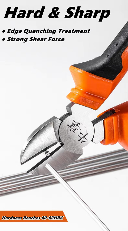 NIUXIANG Abisolierzange und Zangen-Set in Orange, 3 Typen mit großer Öffnung, inklusive Spitzzange und Seitenschneider für Elektroarbeiten im Haushalt - Bild 5