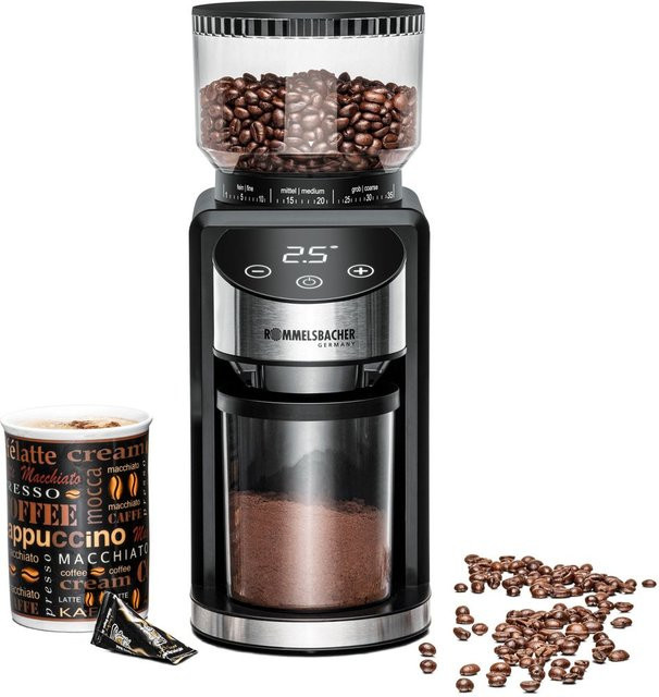 Rommelsbacher Kaffeemühle EKM 400 mit Kegelmahlwerk in Schwarz und Silber - Bild 1