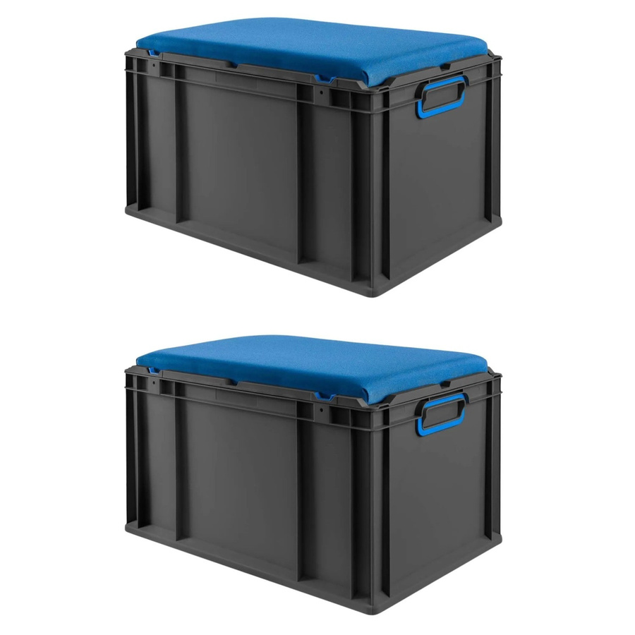 PROREGAL Sparset 2x Eurobox Nextgen Seat Box Blau/Schwarz, H x B x T: 36,5 x 40 x 60 cm - Bild 2