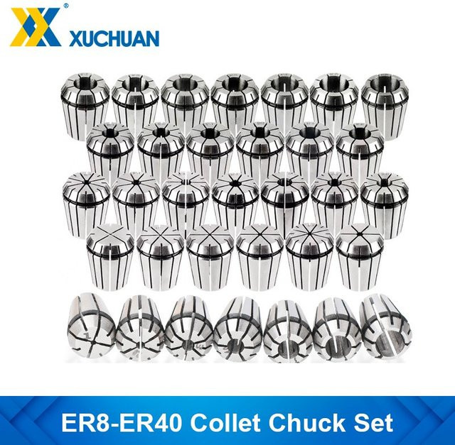 xcan Spannzangen Set ER8 ER16 ER20 ER25 ER32 ER40 in Silber für CNC Fräsen und Drehmaschinen - Bild 1