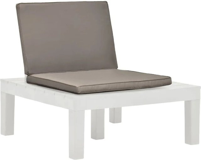 Furnicato Garten-Lounge-Stuhl aus Kunststoff mit Sitzpolster in Weiß - Bild 1