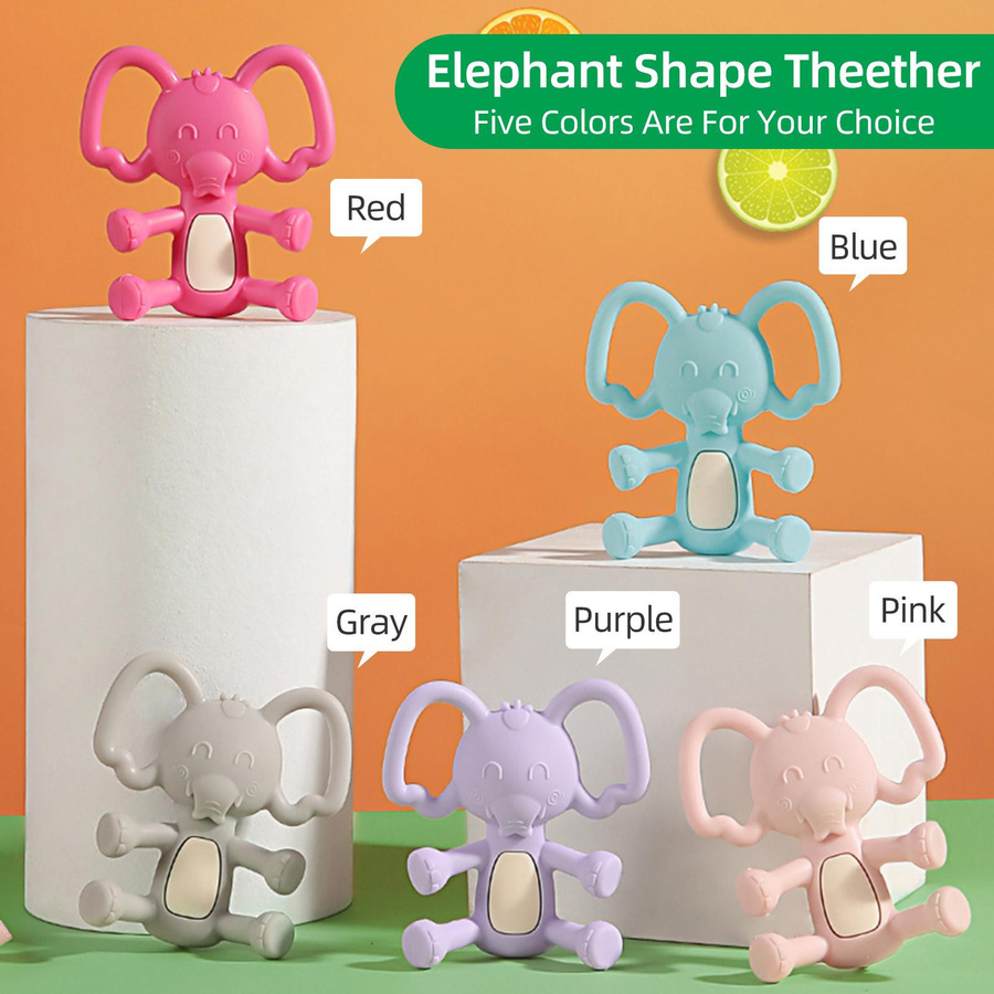 TOMTOP JMS Baby-Beißring Elefant Silikon violett - Bild 2