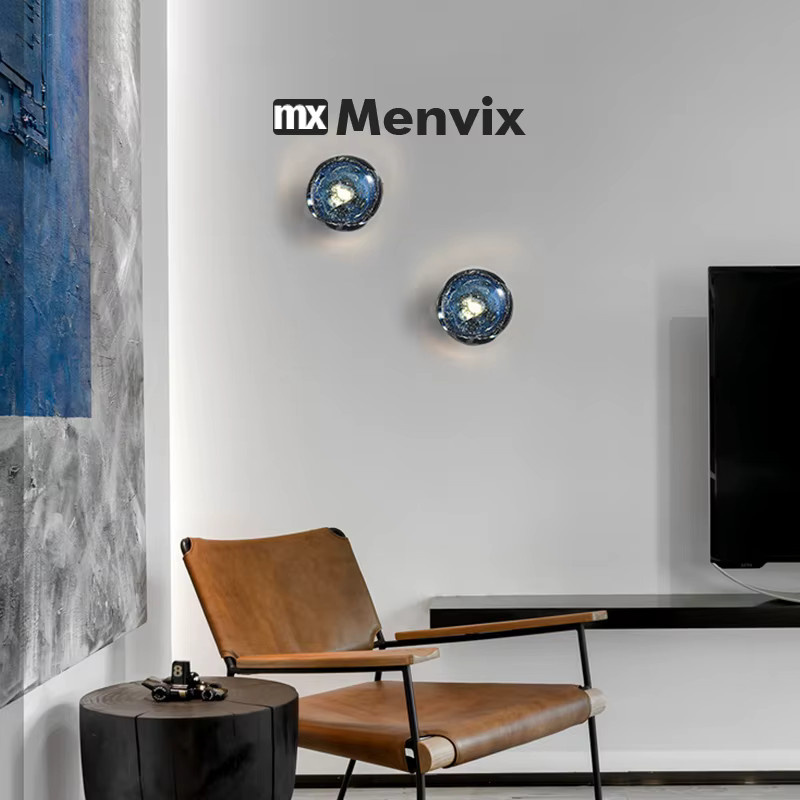 Menvix Nordic Moderne Wandlampe aus Glas in Gold/Messing mit warmweißem Licht für Schlafzimmer, Wohnzimmer und Flur - Bild 2