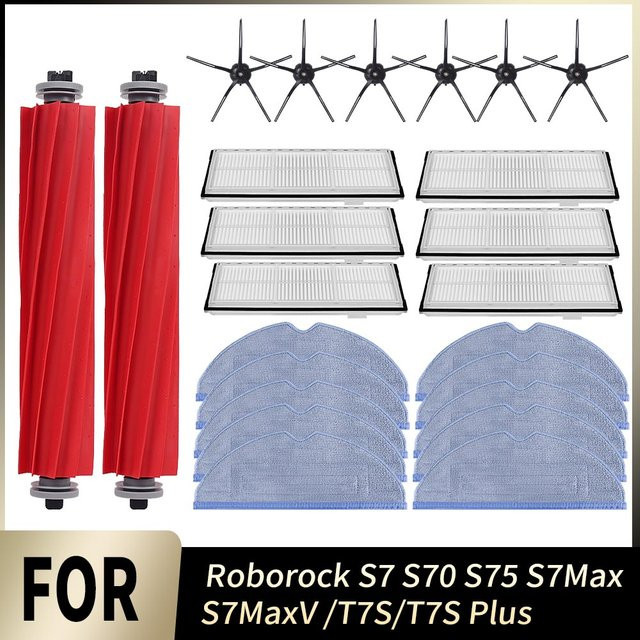 Roborock Zubehör-Set mit Hauptseitenbürste, Mops, Tüchern und HEPA-Filter für S7, S70, S75, S7Max, S7MaxV und T7S Plus Roboter-Staubsauger - Bild 1