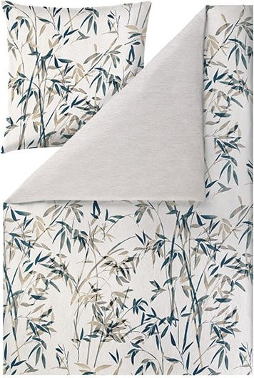 Estella Bettwäsche Palmira aus Bio Mako-Satin in Weiß mit floralem Naturdesign - Bild 1
