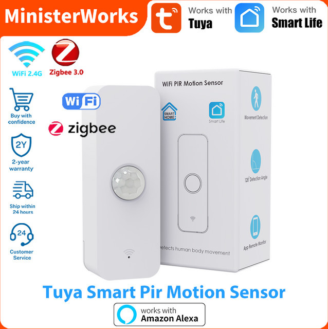 Tuya Zigbee WiFi Smart PIR Bewegungsmelder als Sicherheitsalarm mit Google Home und Alexa Kompatibilität, Weiß - Bild 1