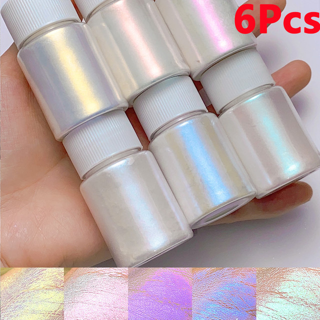 HotPress Nail Art Pulver, Weiße Perle, Glänzend, 6 Teile/Satz - Bild 1