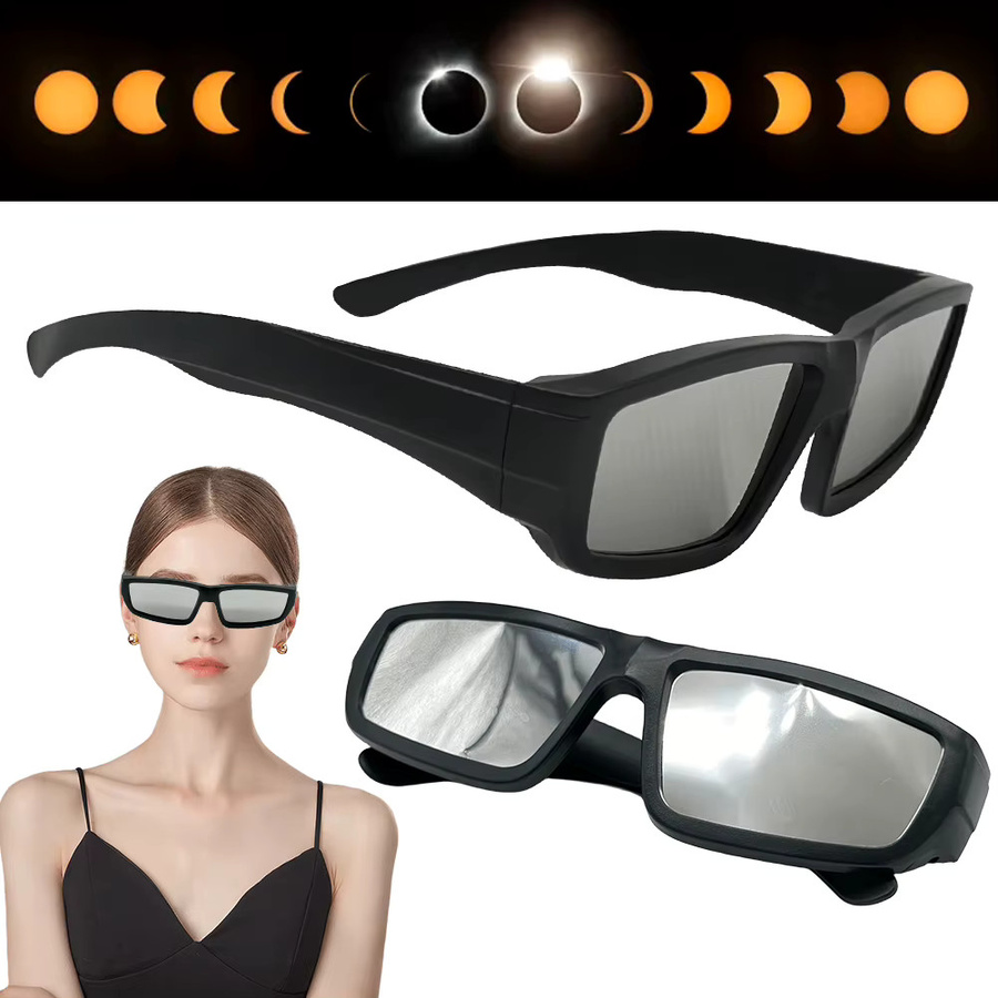 ALLOET Sonnenfinsternis-Brillen, Kunststoff, Vollrand, rechteckig, schwarz - Bild 2