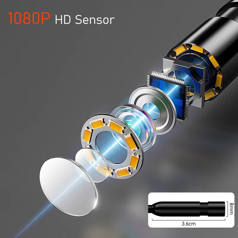 BUMBORN Industrie-Endoskopkamera mit 4,3 Zoll IPS-Display, 1080P HD, 8 mm Kamera, IP67 wasserdicht, Schwarz, 1–30 m Kabellänge für Rohrleitungen und Automobilinspektionen - Bild 2