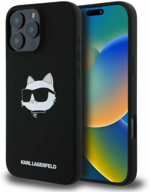 Karl Lagerfeld Silikon Handyhülle Choupette Head MagSafe für Apple iPhone 16 Pro Max in Schwarz - Bild 1