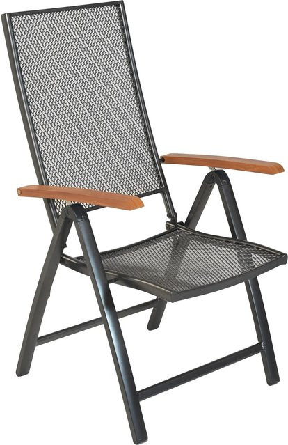 Merxx Thasos Klappsessel aus Aluminium in Anthrazit mit Textilene-Bezug, 5-fach verstellbar, B/T/H: 60,5 x 76,5 x 100,5 cm - Bild 1