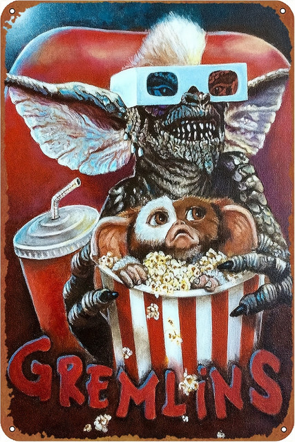 MINISO Gremlins Vintage Metallschild Retro Blechposter Wanddekoration Mehrfarbig B: 30,48 cm, H: 20,32 cm - Bild 1