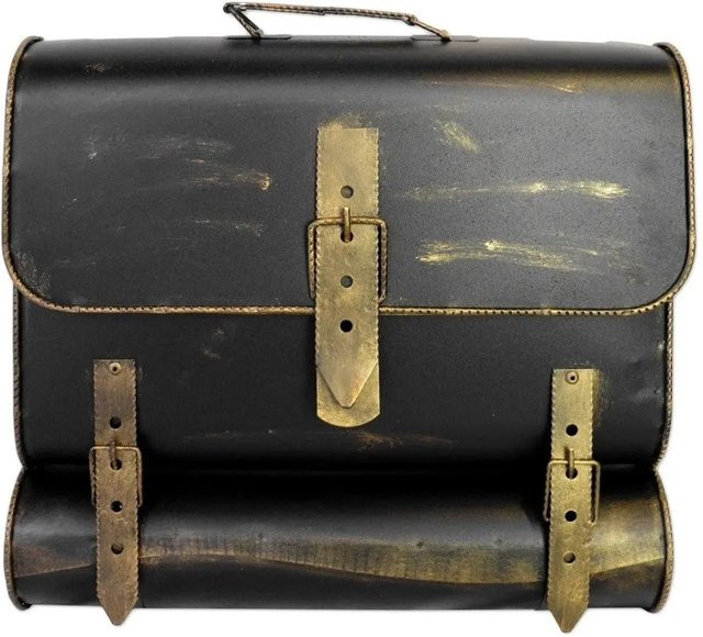 HMF Briefkasten Antik SCHULRANZEN in Gold und Schwarz, B/T/H: 36 x 41 x 85 cm - Bild 1