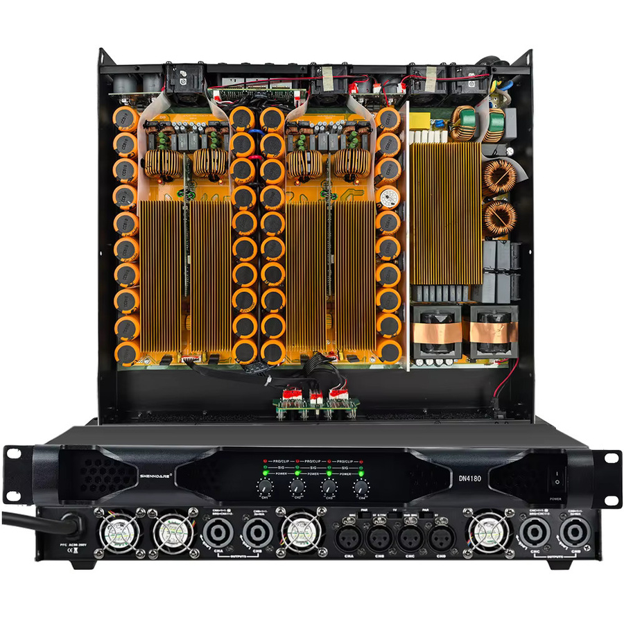 ShennDare DN4180 Professioneller digitaler 4-Kanal-Hochleistungsverstärker in Schwarz mit 4 x 1800 W - Bild 6