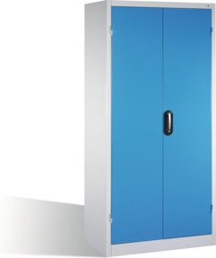 C+P Schwerlastschrank mit Drehtüren, 4 Böden und 3 Schubladen, Korpus Lichtgrau, Front Lichtblau, H x B x T: 195 x 93 x 60 cm - Bild 1