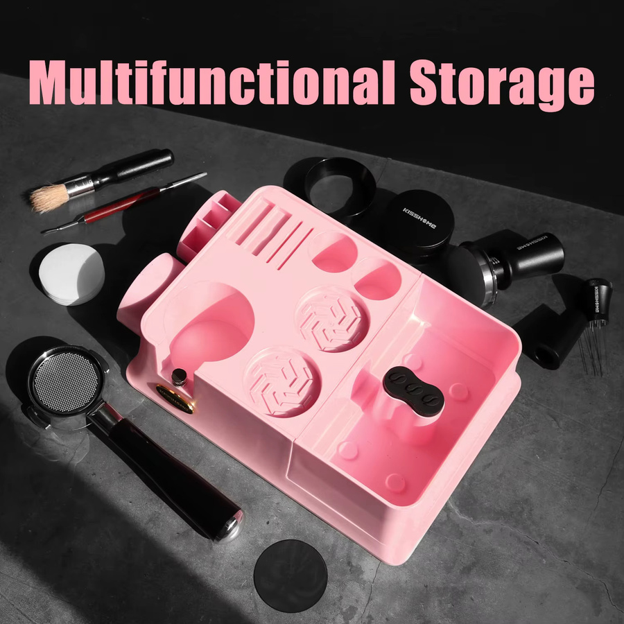 Delonghi Kaffee-Tampingstation mit Knockbox und Siebträgerhalter in Pink für Espresso-Zubehör 51mm 54mm 58mm - Bild 4
