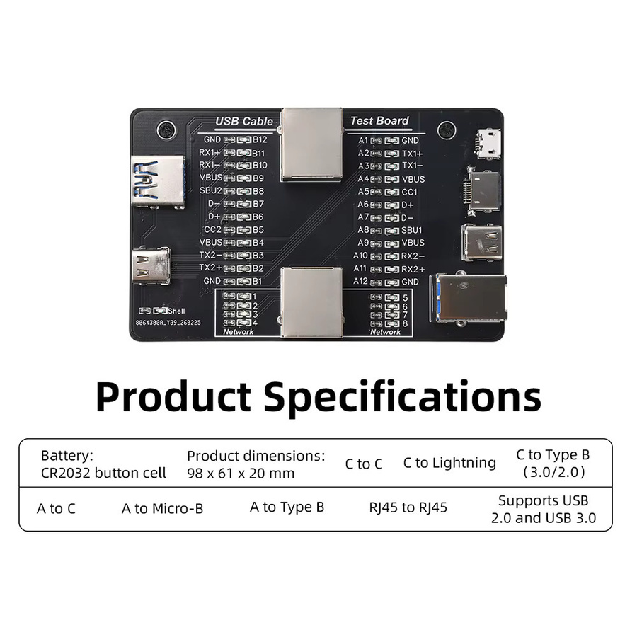 Diymore Multifunktionaler USB 3.0 Kabeltester mit USB-A Anschluss in Schwarz - Bild 3