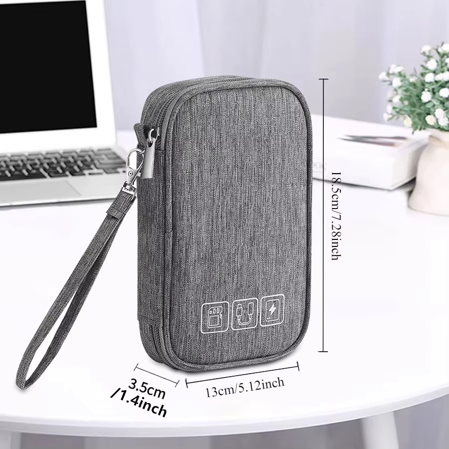 Tragbare Kabel Aufbewahrungstasche und Elektronik-Organizer in Grau mit USB-C Anschluss für dein Reisezubehör - Bild 5