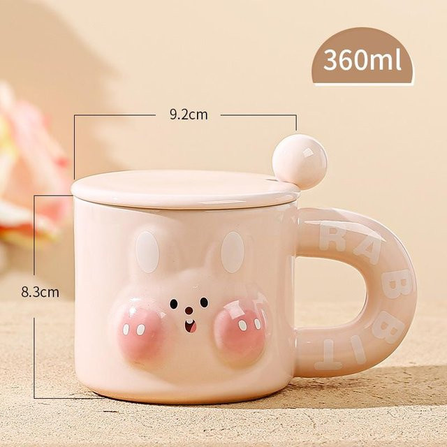 Yiran toy 1 Kaninchen-Keramiktasse mit Deckel in Weiß, 360 ml - Bild 1