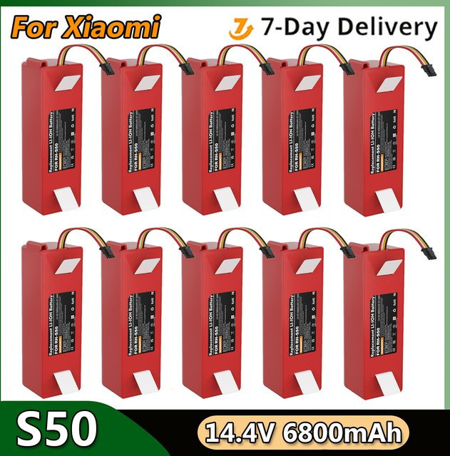 Xiaomi Ersatzbatterie für Roborock S50 S51 S52 S53 S55 S60 S4 S5 S6 S7 Saugroboter, 14,4 V, 6800 mAh, Rot - Bild 1