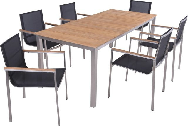 Garden Pleasure Gartenmöbel-Set Dallas 5-teilig aus Teakholz in Anthrazit und Braun - Bild 1