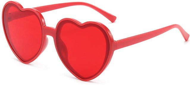 Herzförmige Sonnenbrille für Damen, rot, Vollrand, Kunststoff - Bild 1