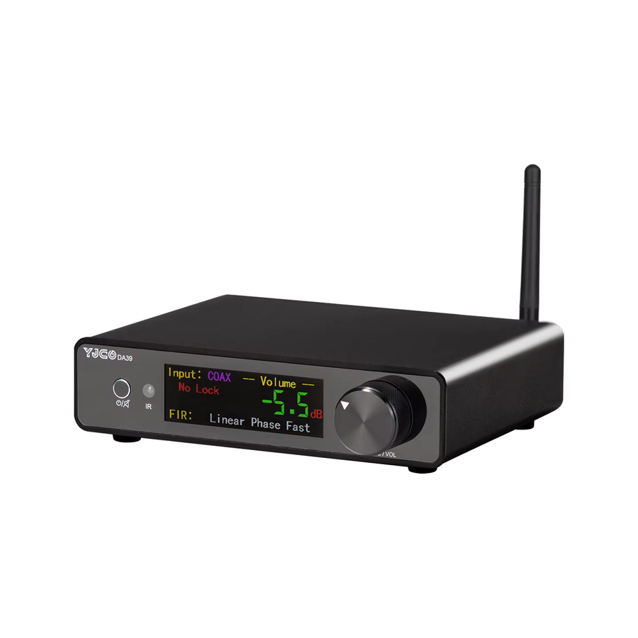 YJCO DA39 High-End DAC Decoder mit ES9039Q2M, Bluetooth LDAC, USB-C, COAX und OPT Eingängen, Schwarz - Bild 1